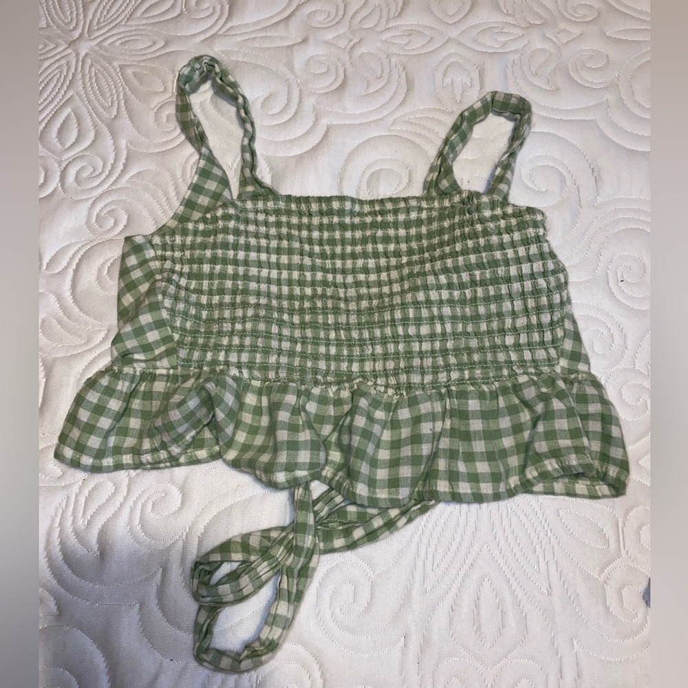 American Eagle Green/White Plaid Linen Set in size XXS - Picture 6 of 15